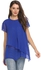 Sunshine Fashion O-Neck Short Sleeve Solid Double Layered Chiffon T-Shirt-Blue