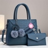 Fashion Blue 2 in 1 PU leather crocodile print ladies handbag