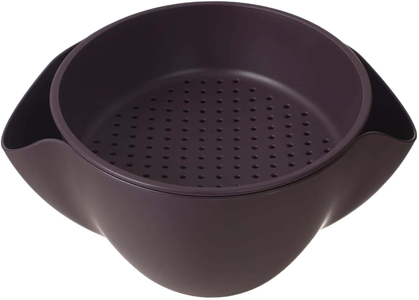Get Plastic Vegetable Strainer with Draining Bowl, 21×23 cm - Purple with best offers | Raneen.com