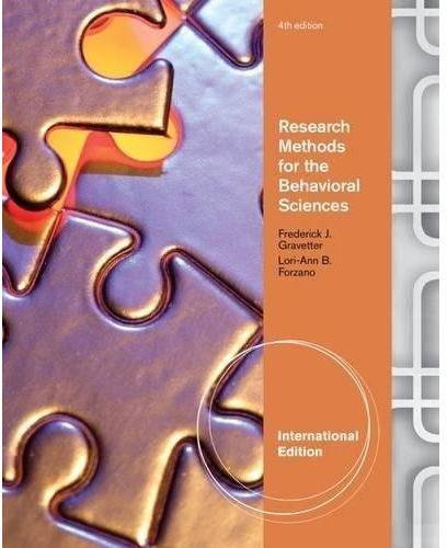 Research Methods For The Behavioral Sciences: International Edition ,Ed. :4