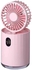 Mini Fan And Humidifier Spray Water LED Battery 2000 MAh Folding Fan Portable Car Wireless USB Rechargeable -3 In 1Pink