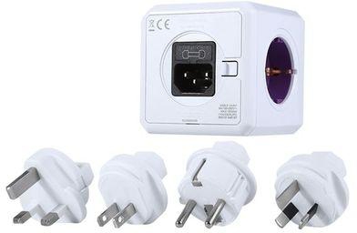 Generic 4 Outlets 2 USB Ports PowerCube Socket 4 Travle Plugs Adapter - Purple