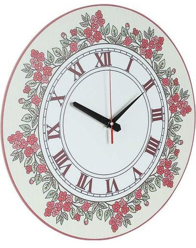 Floral Wooden Round Analog Wall Clock - 40 Cm