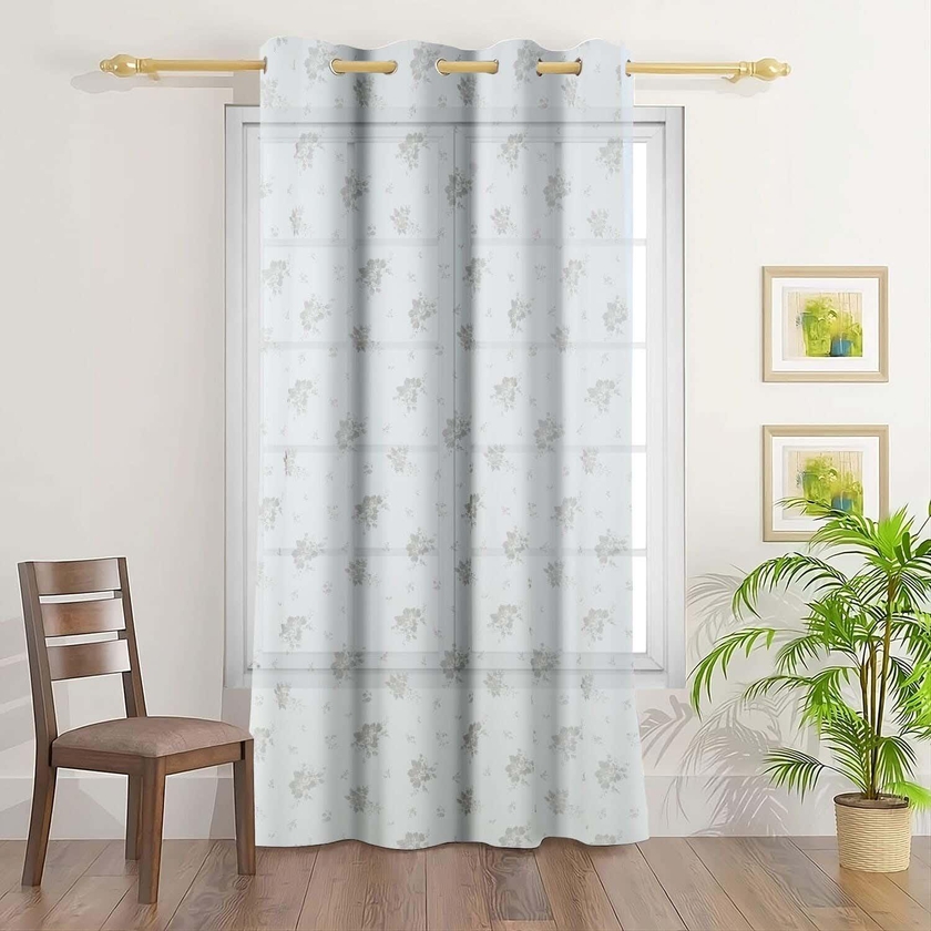 Get Makhmal Tulle Curtain With Rings, 150×260 Cm, 1300 Gm - White Brown with best offers | Raneen.com