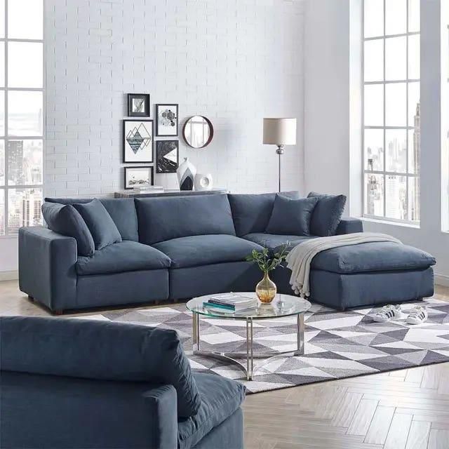 Get Beech Wood And Velvet Fabric L-Shape Sofa, 170X280X85X70 Cm - Dark Gray with best offers | Raneen.com