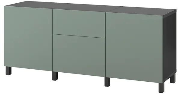Storage combination with drawers, black-brown/Notviken/Stubbarp grey-green