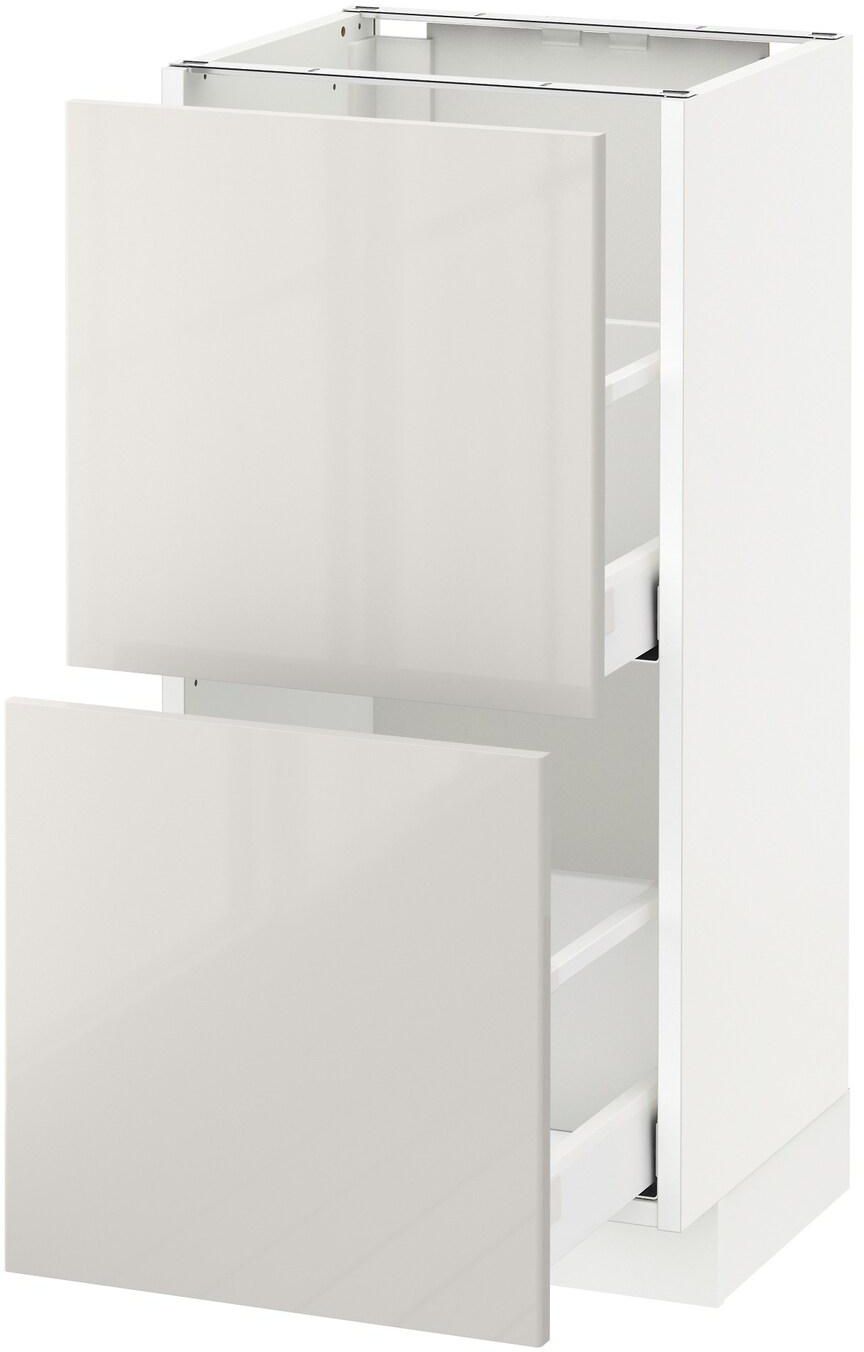 METOD / MAXIMERA Base cabinet with 2 drawers - white/Ringhult light grey 40x37 cm