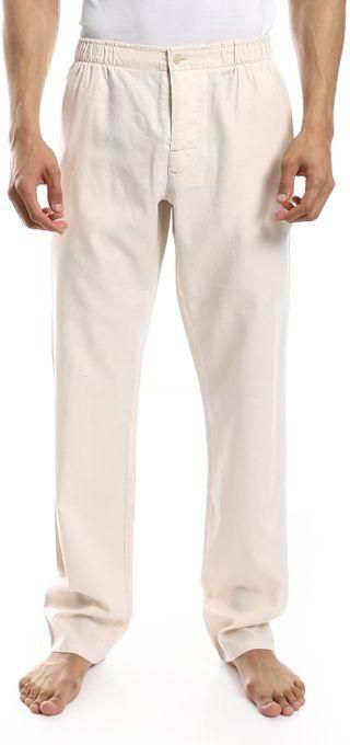 Ted Marchel Plain Beige Cotton Men Pajama Bottom