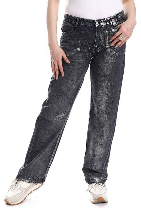 Mr Joe Casual Straight Leg Metallic Jeans - Greyish Blue