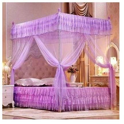 4 Stand Mosquito Net With Metallic Stand-Purple Net