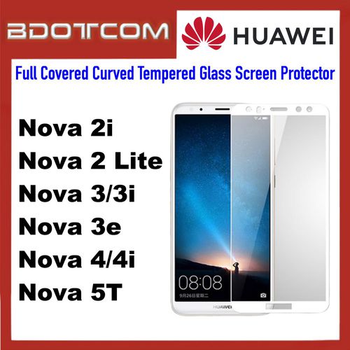 Bdotcom Full Covered Curved Tempered Glass Screen Protector for Huawei Nova 2i (White)