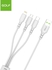 Golf Space 1-Meter Multiple Type Cable, USB Type A Male to Micro-B USB/Lightning/USB Type-C for Mobile Phones, White