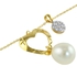 Vera Perla 18K Solid Gold 0.07ct Genuine Diamonds Solitaire and Pearl Heart Necklace