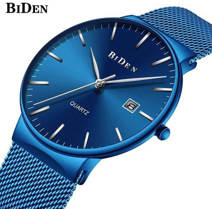 Biden Stainless Steel Metallic Blue Luxury Quartz Watch