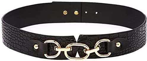 Black Buckle Leather Look Waist Belt, L