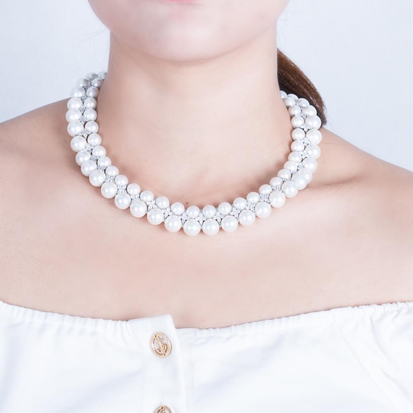 Angie Jewels & Co. Crossly Swarovski Crystal Pearl Necklace