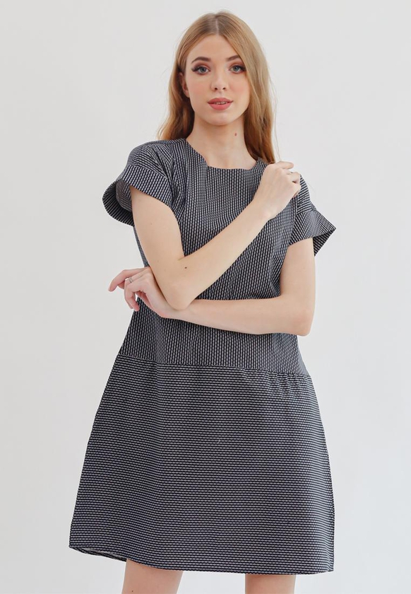 Gobindpal Sophistix Livia Short Dress - 4 Sizes (Black White Stripes)