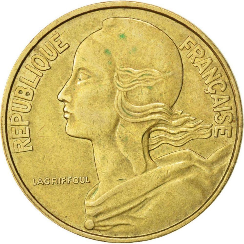 France 20 centimes 1968 AD French Republic to issue the fifth Marian 20 cents