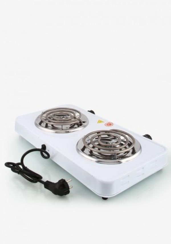 Home King Double Burner Electric Hot Plate-White, KW3000C