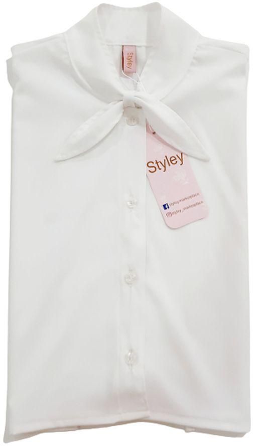 Styley ياقة قميص مع فيونكة صغيرة لون أبيض تلبس تحت البلوزة ذات الياقة الواسعة لتغطية الرقبة بشكل أنيق ومريح