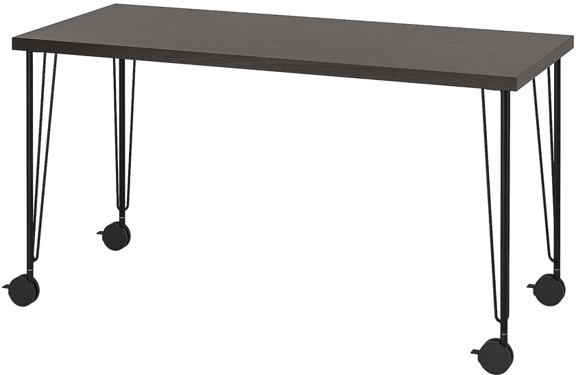 LAGKAPTEN / KRILLE Desk - black-brown/black 140x60 cm