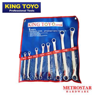 King Toyo 45º Offset Double Ring Wrench Set (8pcs)