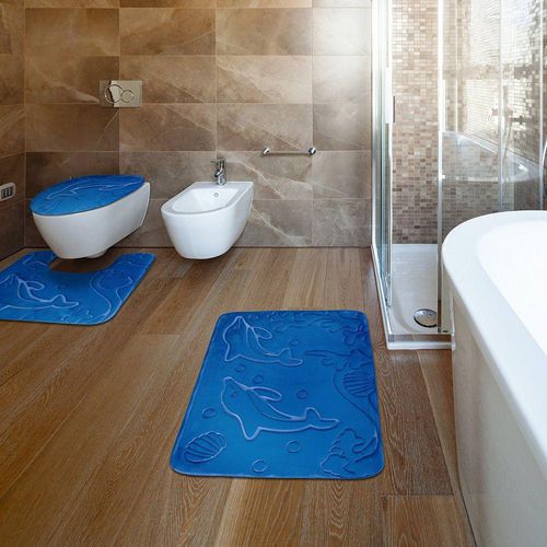 Elvoki 3 Piece Bathroom Rug Mat Set, Memory Foam Toilet Contour Rug