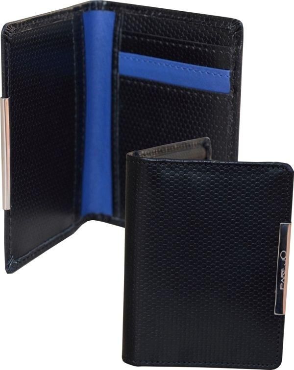 Parejo leather card holder for men,Black-blue