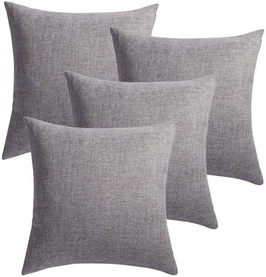 4pcs Throw Pillow Covers Coastal Cushions Fine Faux Linen Home