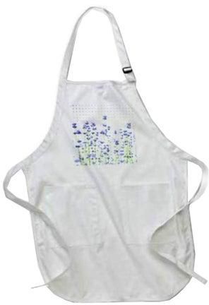 Weaved Flowers Printed Apron With Pockets White 22 x 30inch