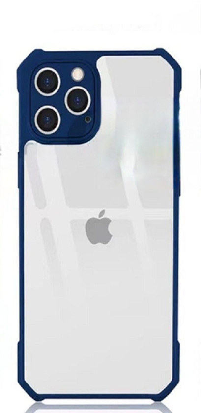 Soft Transparent PC/TPU Case For I IPhone 12PRO MAX Color Frame -DARK BLUE