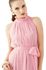 Fg Pink Chiffon Long Sleeveless Dress For Women