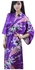 Fashion Peacock Floral Print Long Kimono Robe Sleepwear Purple