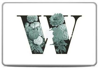 غلاف لاصق بطبعة حرف W بنقشة زهور لجهاز ماك بوك برو 13 2015 متعدد الألوان
