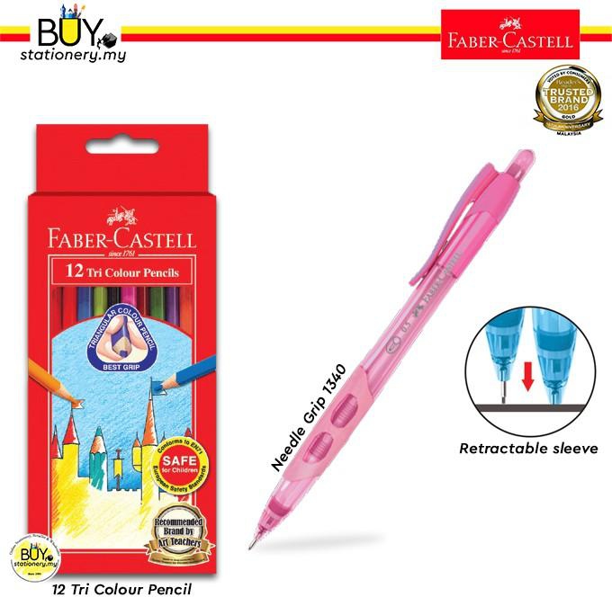 Faber Castell Tri Colour Pencils Twin Pack + 2s Needle Mechanical Pencil