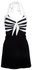 Fashion Sexy Halter Lace-up Backless Striped Mini Dress For Women - Black
