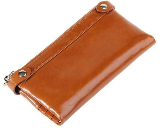 Miumofox Leather Wallet with Multi Card Compartments - Light Brown