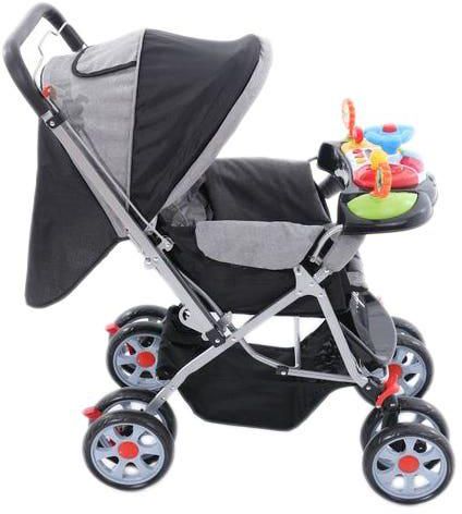 Get Metal Foldable Baby Stroller, Wide Base - Black with best offers | Raneen.com