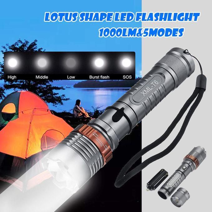 Generic 5 Modes Portable T6 1000LM Lotus LED Spotlight Flashlight Zo