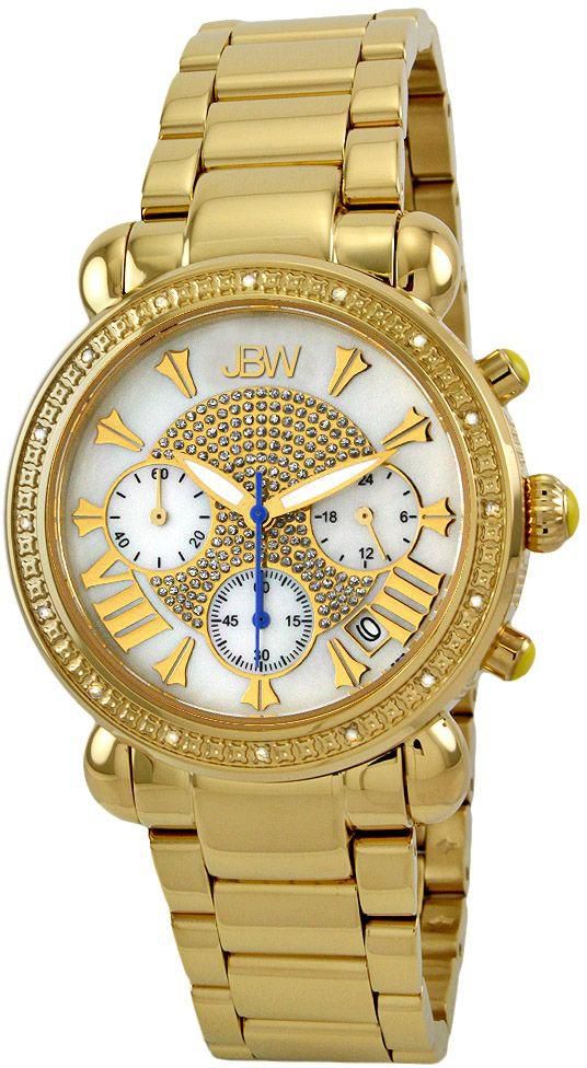 JBW Victory Women's 16 Diamonds Mother of Pearl Dial Gold Plated Stainless Steel Band Watch - JB-6210-A