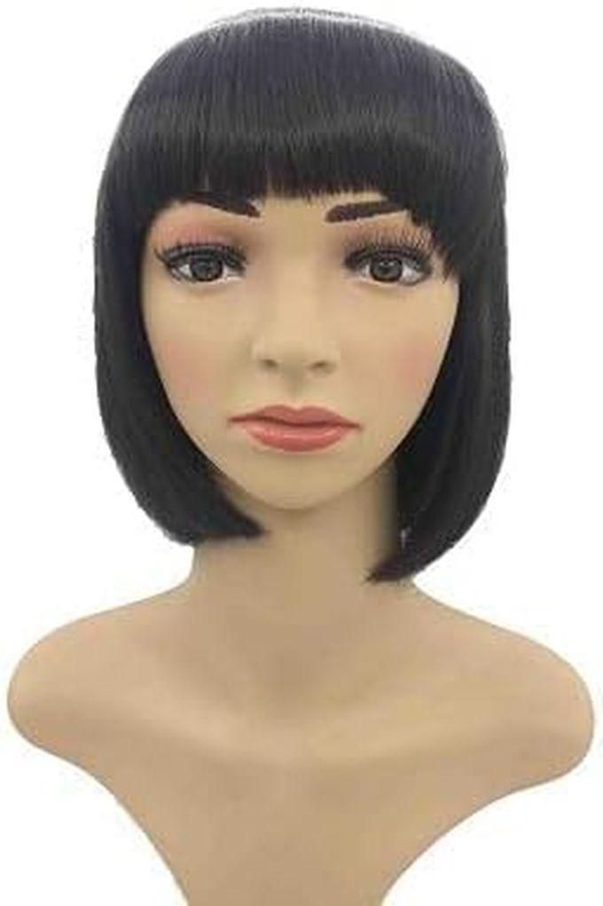 Short Black Synthetic Hair Wig With Bangs