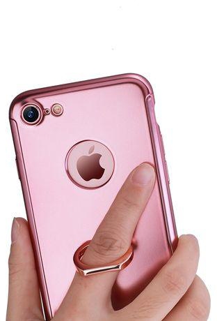 Joyroom 3 in 1 360 Protection Power Case with Tempered Glass and Built-in Phone Ring for iPhone 7 BP211 Pink