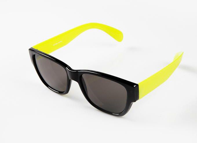Ticomex Dual Color Oversized Retro Flat Kids Sunglases - Black Frame with Yellow Handles