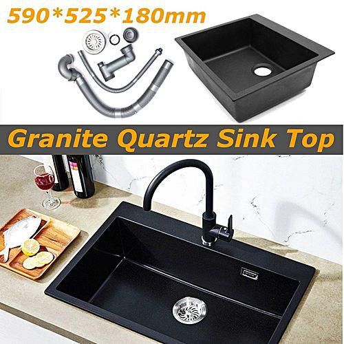 Universal Granite Quartz Stone Kitchen Sink Top Undermount Single Basin Bowl 59cmx52cm