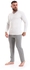 eezeey V-Neck Striped Pattern Long Sleeves Pajama Set - Heather Light Grey & White