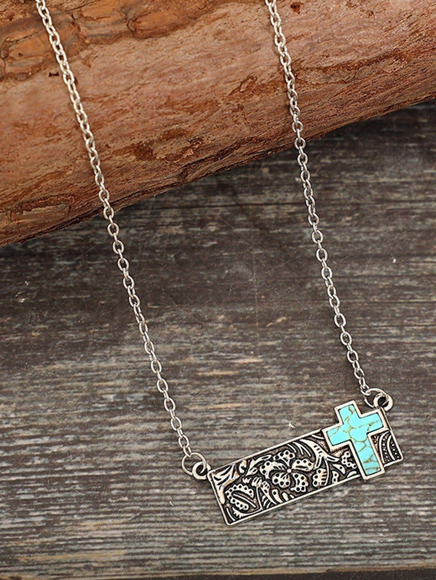 Cross Turquoise Pendant Necklace