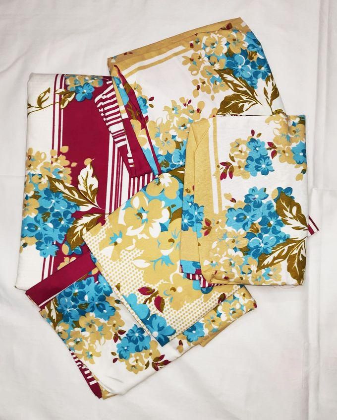 Cotton Bed Sheet Set - 240x235 Cm –5 Pcs -multicolour