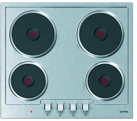 Gorenje E6N1AX Stainless Steel Built-in Electric Hob with 4 Burners, 58 cm - Silver