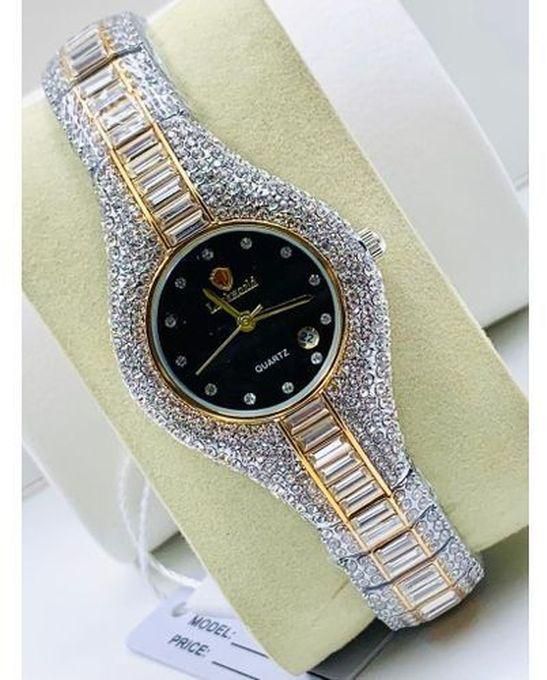 Forcast Lookworld Gold With Silver Stoned Wrist Watch