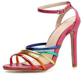 Women's High Heeled Sandals Thin Heel Fashion Color Block Shoes